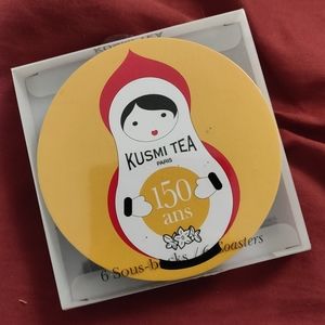 🎄 KUSMI tea 🎄Coasters - Red and Yellow 🎄